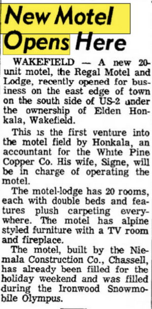 Snow Chasers Inn (Regal Country Inn) - Dec 23 1972 Article (newer photo)
